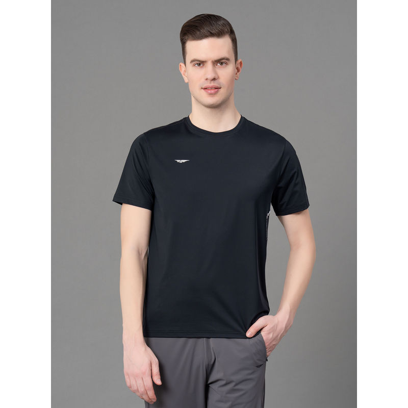 Red Tape Black Nylon Spandex Solid Mens Activewear T-Shirt (XL)