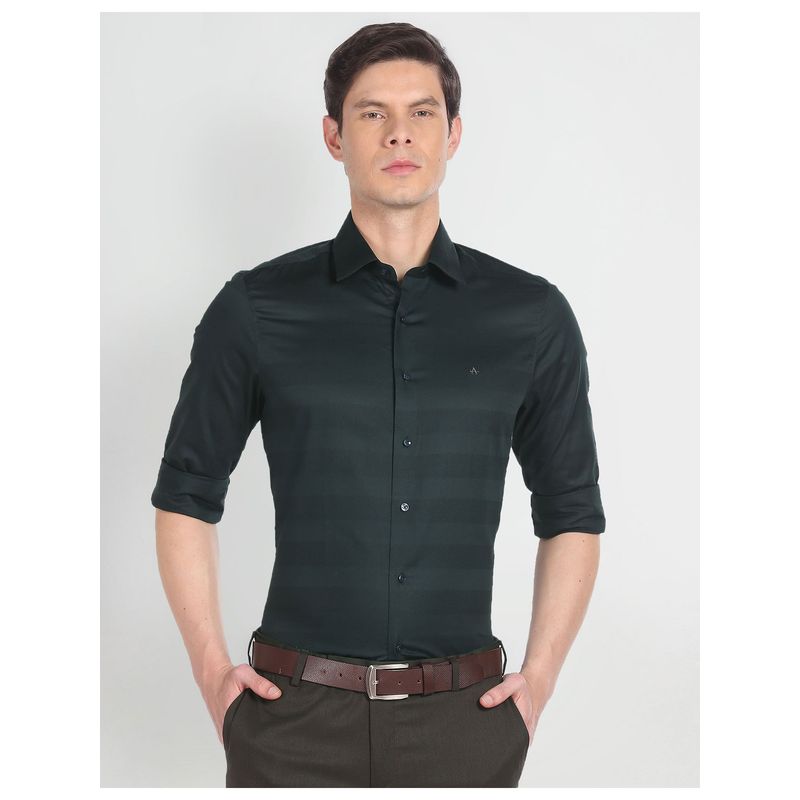 Arrow Horizontal Stripe Cotton Formal Shirt (42)