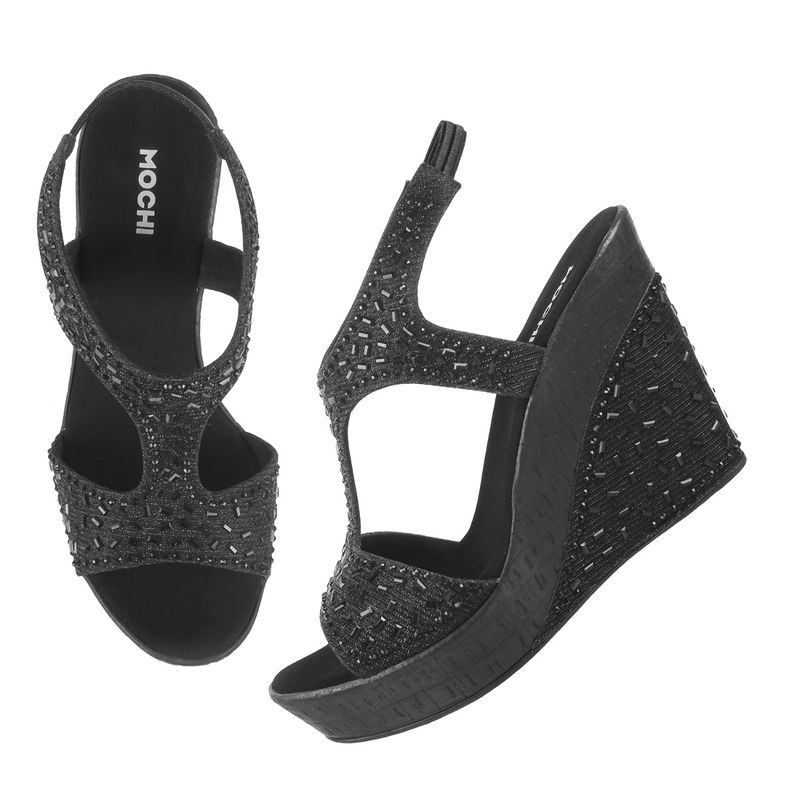 Mochi Womens Black Platform Heels EURO 35