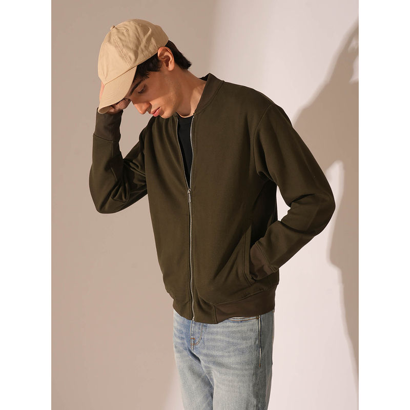 Selected Dark Green Jersey Bomber Sweatshirt (S)