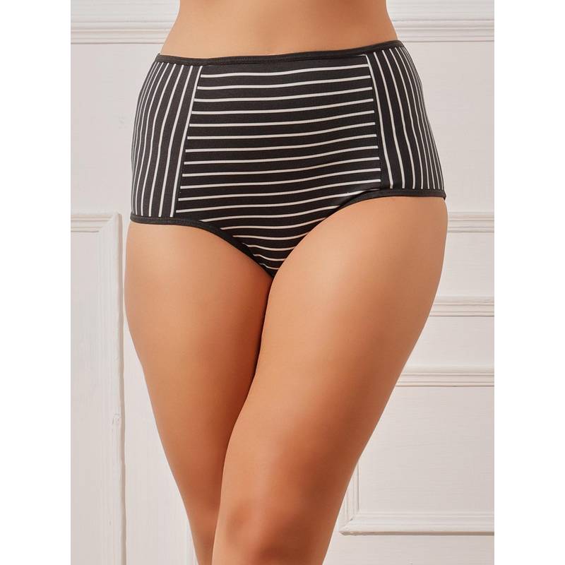 Clovia Modal High Waist Striped Hipster Panty Grey (S)