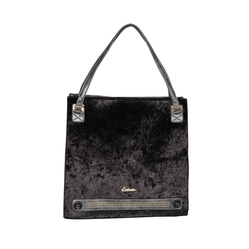Esbeda Black Color Solid Pattern Upholstery Square Shaped Handbag Buy