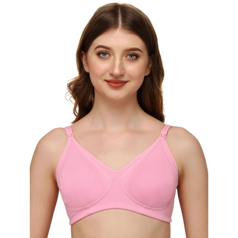 SOIE Women's Non-Padded Non-Wired Maternity Bra Pink (34D)