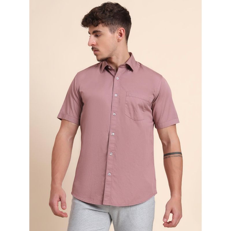 Greenfibre Pink 100% Cotton Solid Semi Casual Shirt (39)