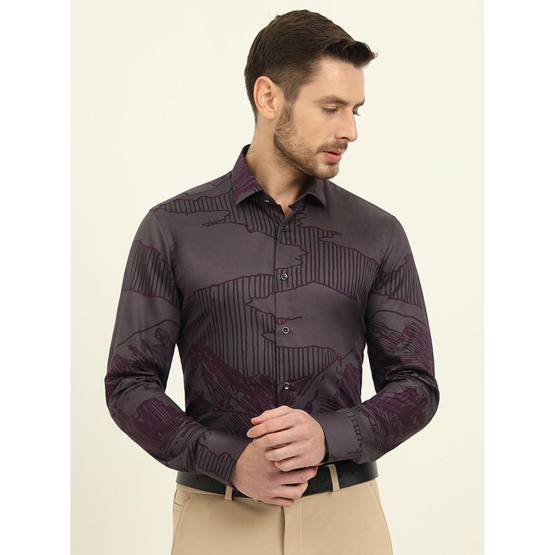 Wyre Grey 100% Cotton Printed Party Wear Shirt (39)