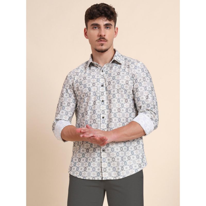 Wyre Cream 100% Polyester Printed Party Wear Shirt (39)