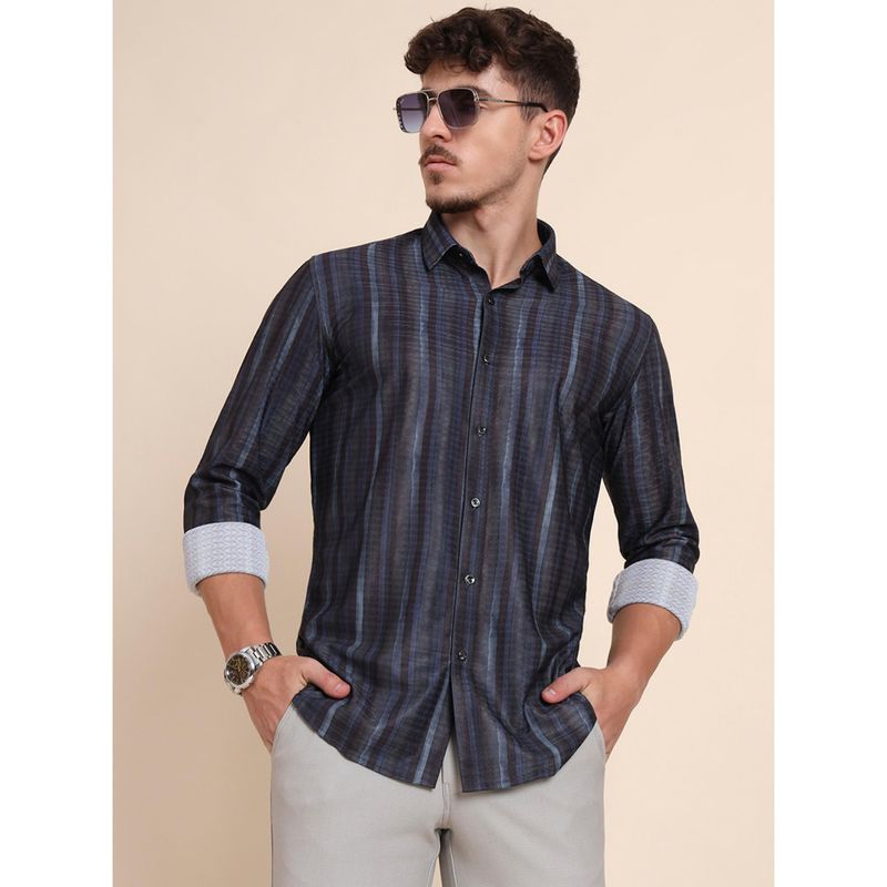 Wyre Blue 100% Polyester Printed Party Wear Shirt (39)