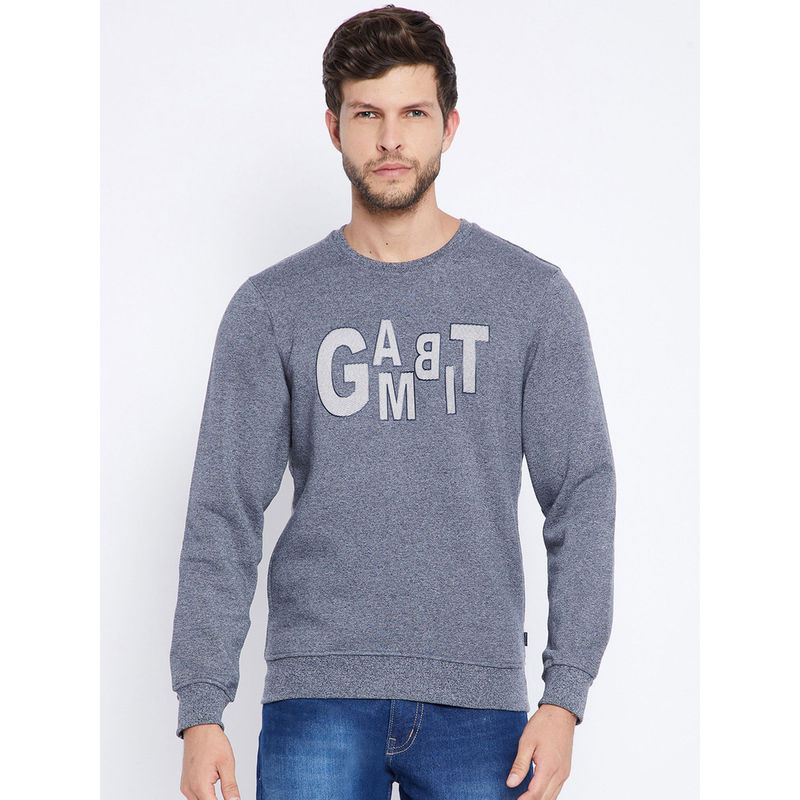 CRIMSOUNE CLUB Mens Blue Printed Sweatshirt (L)