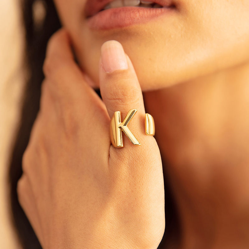 Rose Golden 26 Letter Ring Name Initial Ring Wedding Ring - Temu