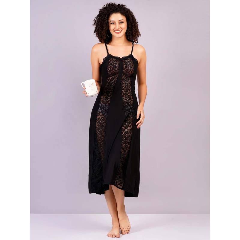 BROIDEN Women Shoulder Straps Baby Doll Black (S)