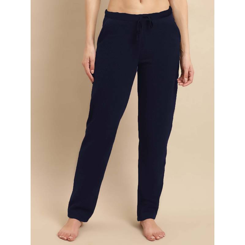 Kanvin Fleece Winter Womens Pyjamas Navy Blue (S)
