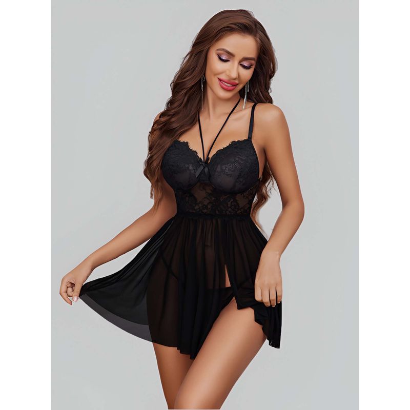 BROIDEN Women Shoulder Straps Baby Doll Black (M)