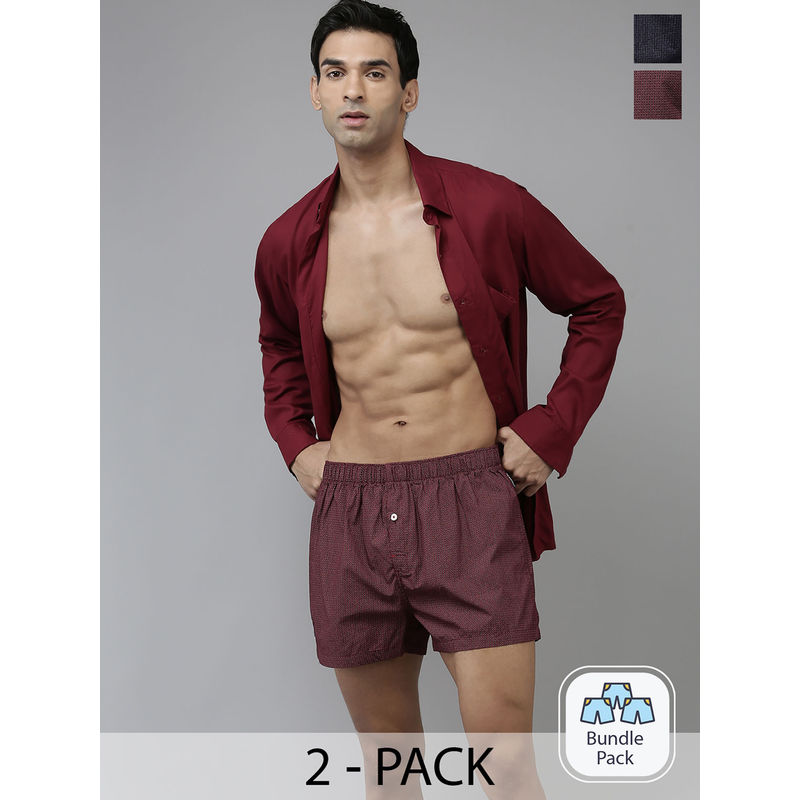 THE BEAR HOUSE Men Multi-Color Cotton Printed Boxers (Pack of 2) (S)