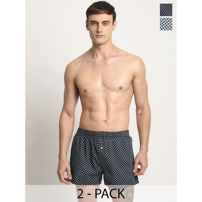 THE BEAR HOUSE Men Multi-Color Cotton Printed Boxers (Pack of 2) (S)