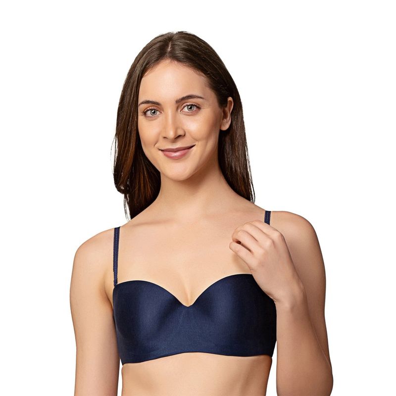 Triumph Soft Touch Bandeau Padded Wired Seamless Everyday Bra - Navy Blue (32B)