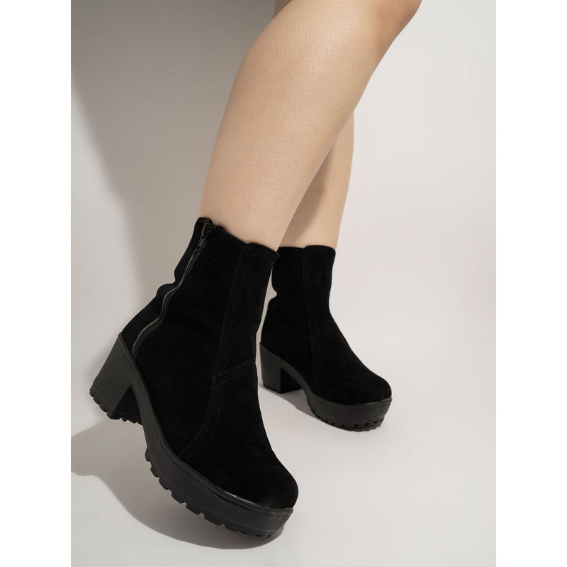 Shoetopia Women Solid Black Boots (EURO 36) (EURO 36)