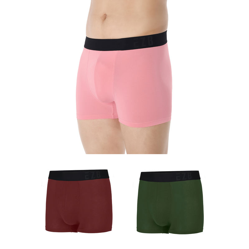 Eazybee Men's Sustainable Eco-supersoft Tencel™ Trunks Pack Of 3 - Multi-Color (S)