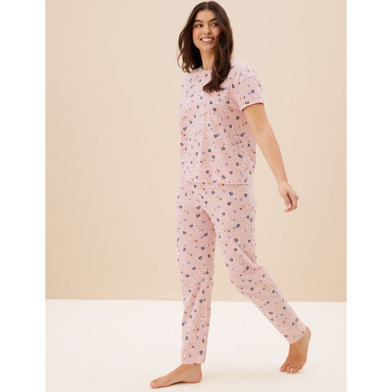 Marks & Spencer Pure Cotton Floral Pyjama - Pink (Set of 2): Buy Marks ...