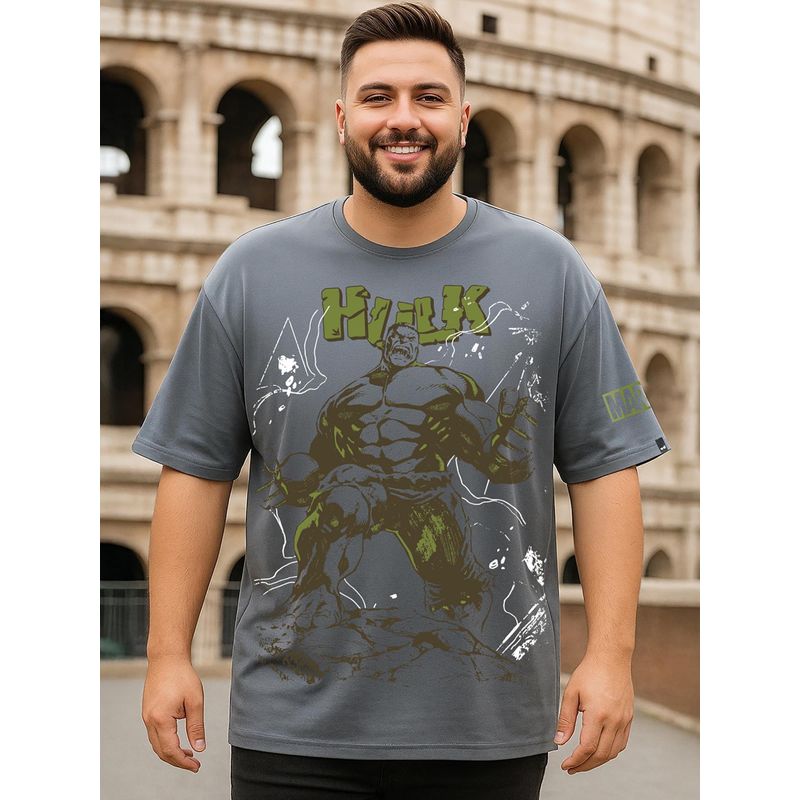 Bewakoof Marvel Dark Shadow Grey Marvel Hulk Graphic Printed T-Shirt (6XL)