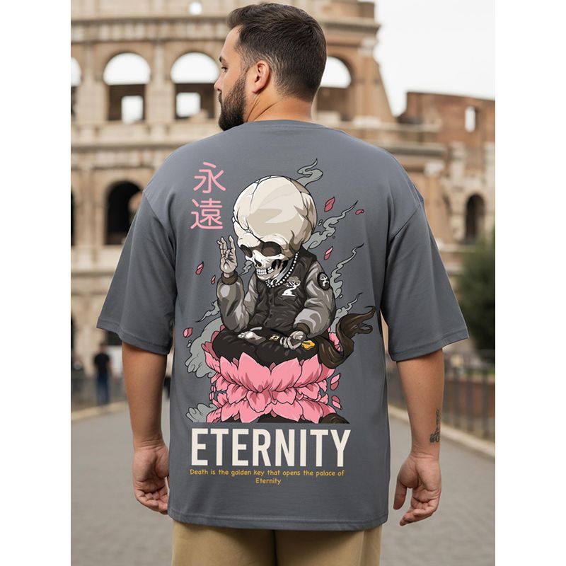 Bewakoof Dark Shadow Grey Eternity Graphic Printed T-Shirt (4XL)