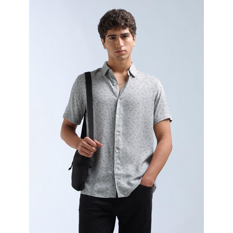 Flying Machine Grey Originals Tropical Printed Shirt (42)