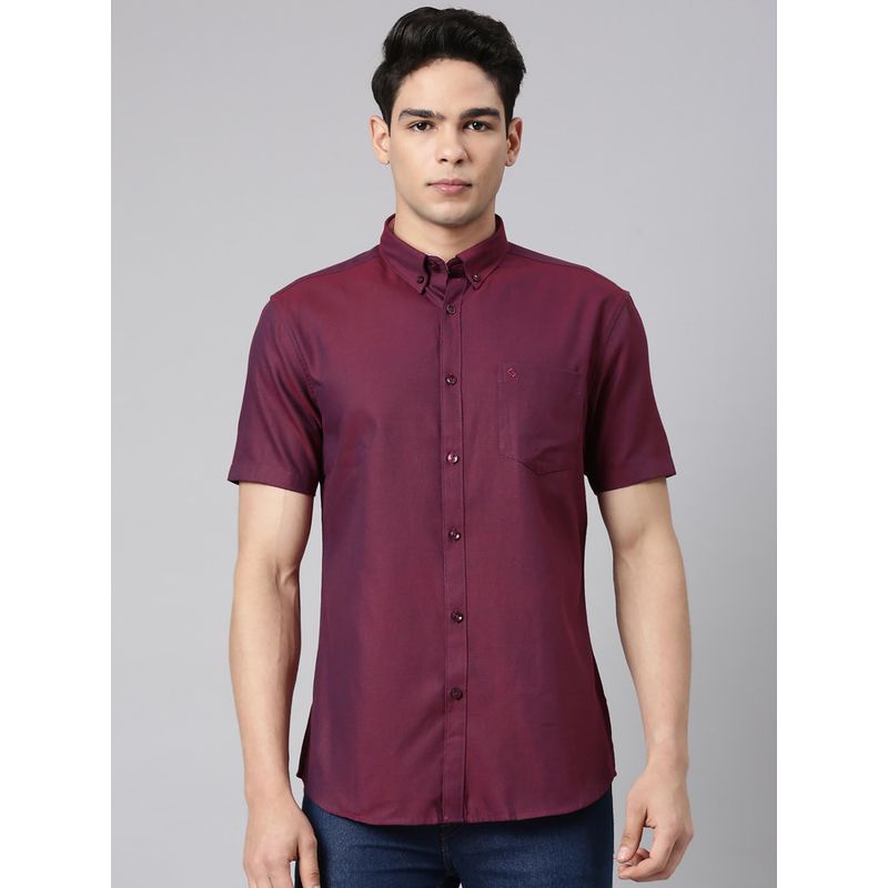 Classic Polo Half Sleeve Maroon Milano Fit Solid Cotton Casual Shirt (2XL)