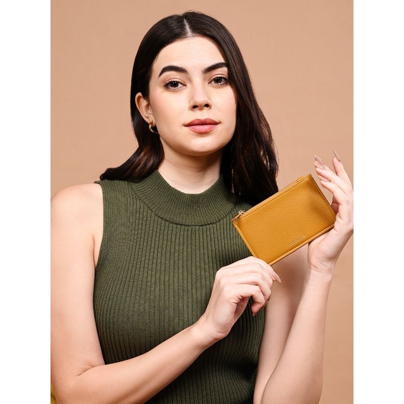 Buy Accessorize London Women Mustard Multi compartment Classic Card Holder Online