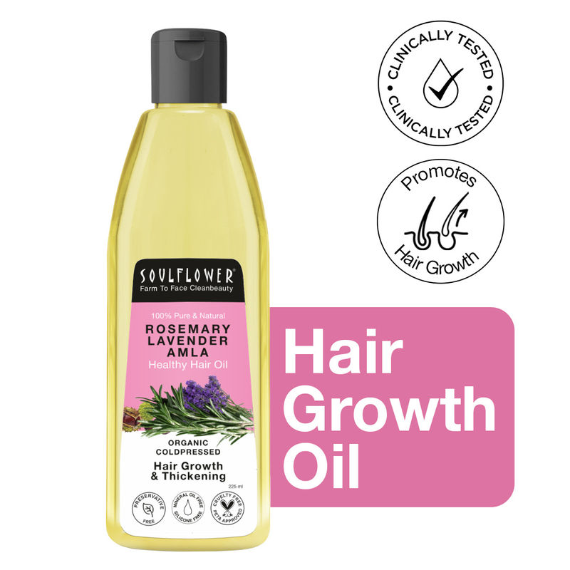 Soulflower Organic Rosemary Lavender Amla Healthy Hair Growth Oil-Scalp Nourishment- Castor Olive Coconut