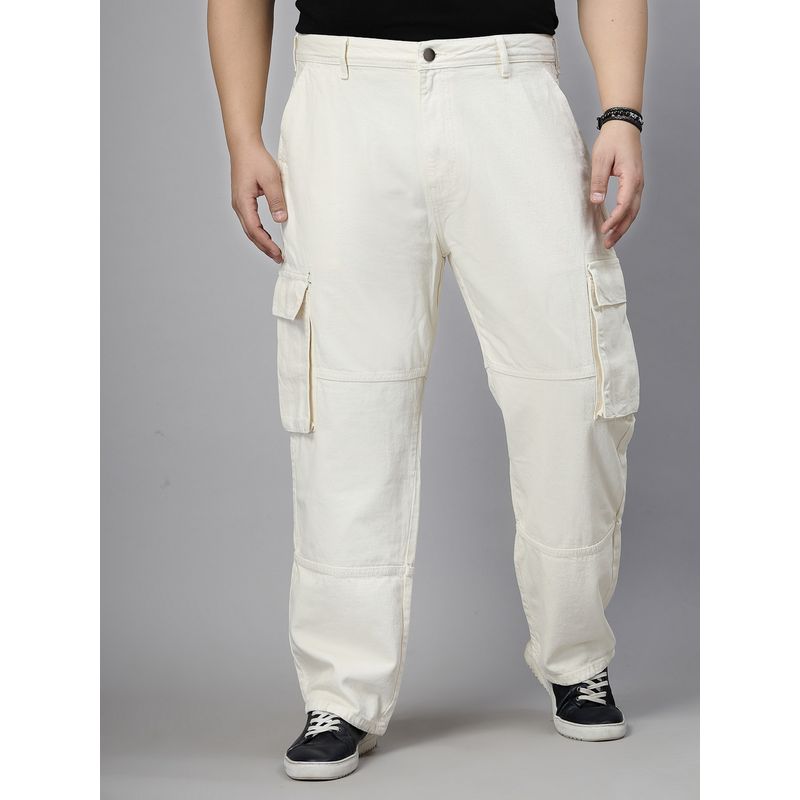 Style Quotient Men's Off White Relaxed Fit Jeans (38)