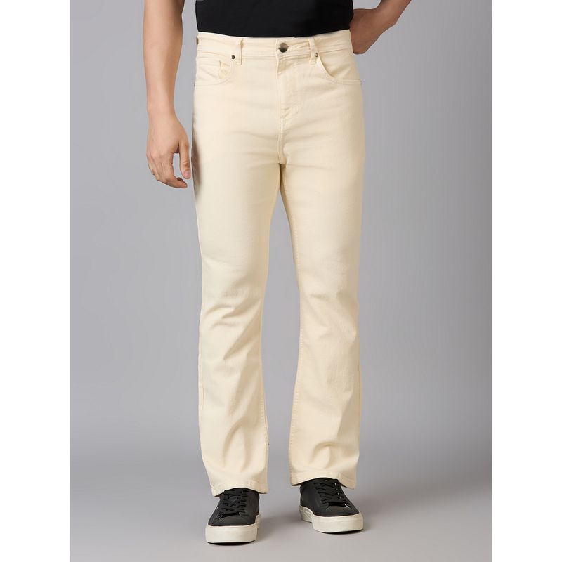Style Quotient Men's Off White Boot Cut Jeans (28)