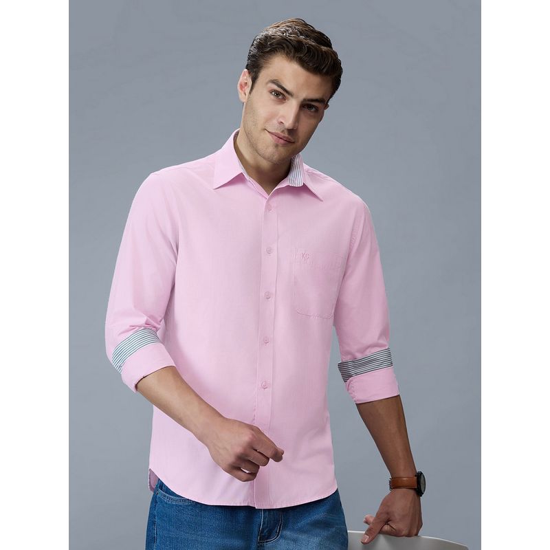 Kenneth Cole Men's Pink Collar Neck Solid Slim Fit Shirt (S)
