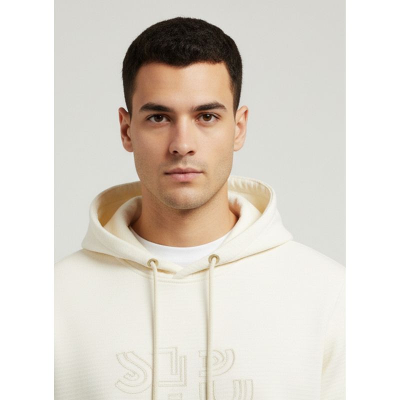 Parcel Yard White Hooded Solid/Plain Full Sleeves Hoodie (M)