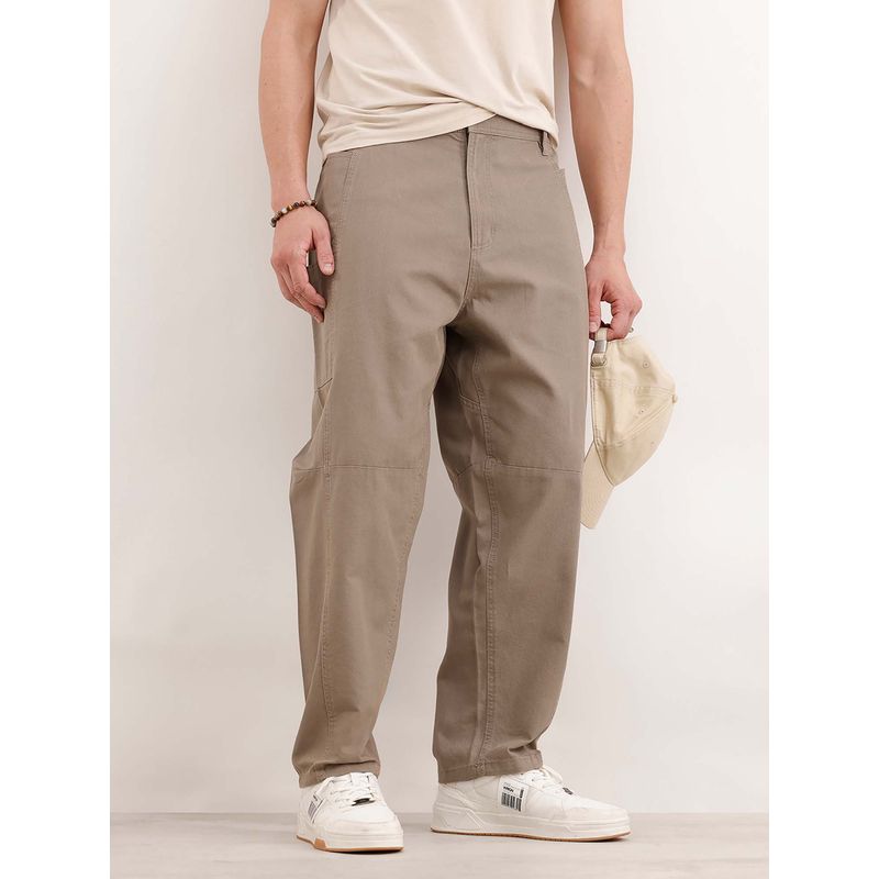 WROGN Barrel Fit Cut And Sew Trouser Khaki (32)