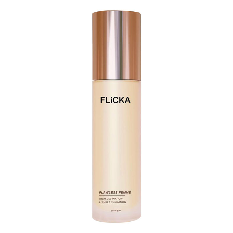 FLiCKA Flawless Femme HD Liquid Foundation Waterproof High Coverage SPF Makeup - 0.5 Snow