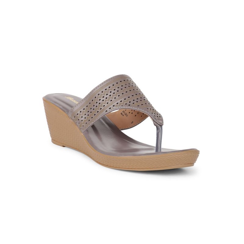 Bata Grey Women Wedge Sandals (UK 4)