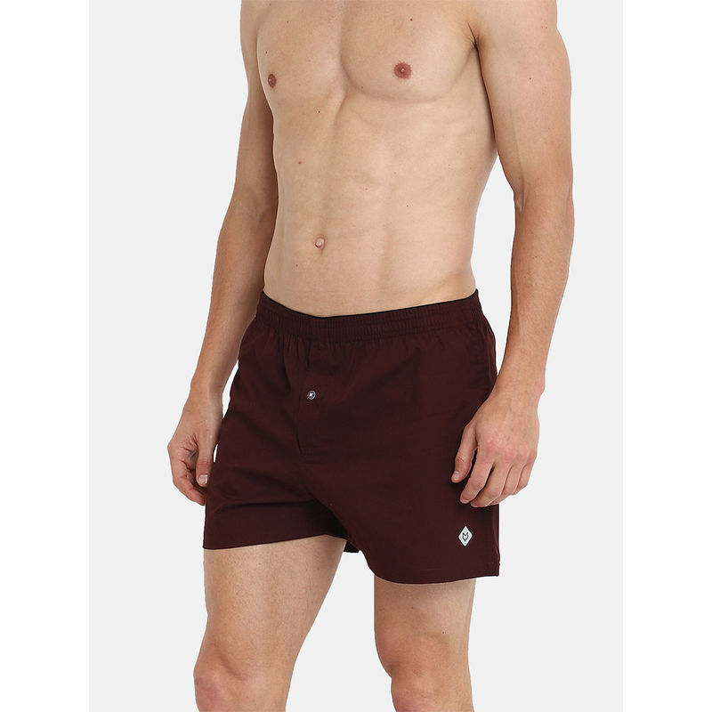 ALMO Cotton Solid Inner Boxer For Men Maroon (L)