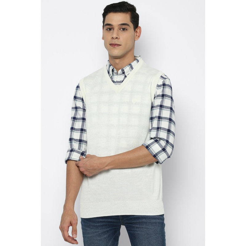 Allen Solly Men White Sweater (2XL)