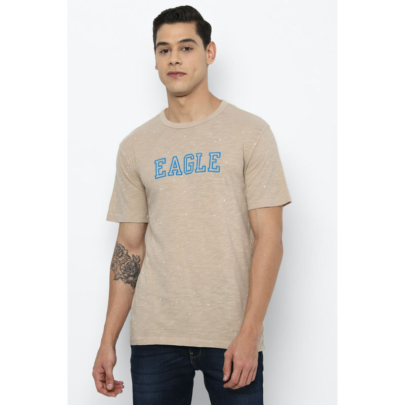 American Eagle Men Tan Vintage Slub Paint Splatter Graphic T-Shirt (S) (S)