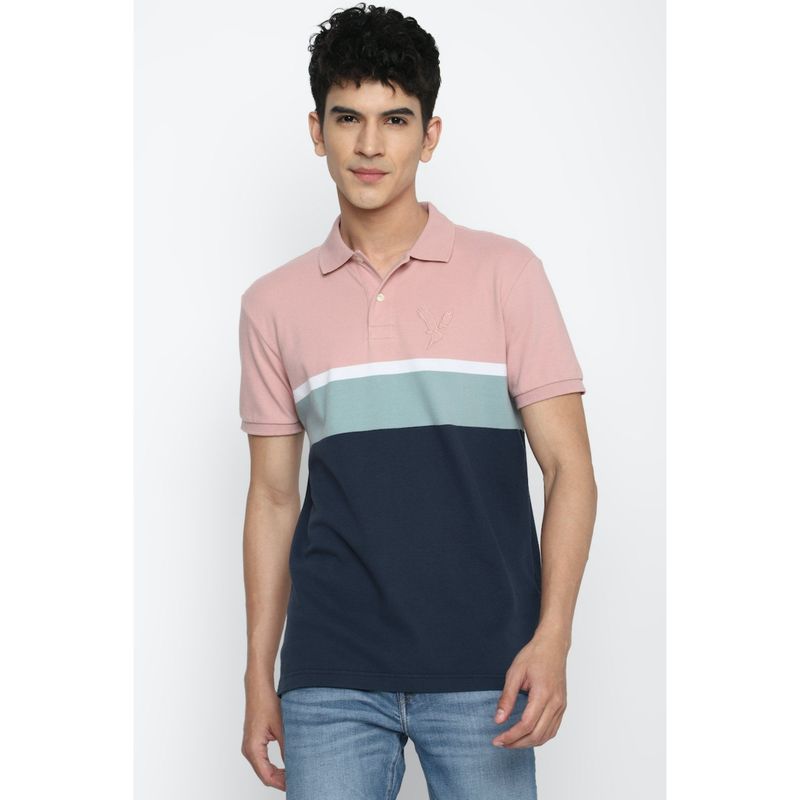 American Eagle Men Pink Colorblock Icon Polo Shirt (XS)
