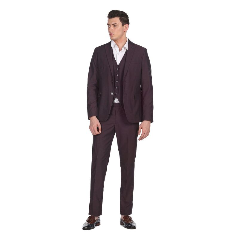 Arrow Men Wine Reversible Waistcoat Three Piece Suit