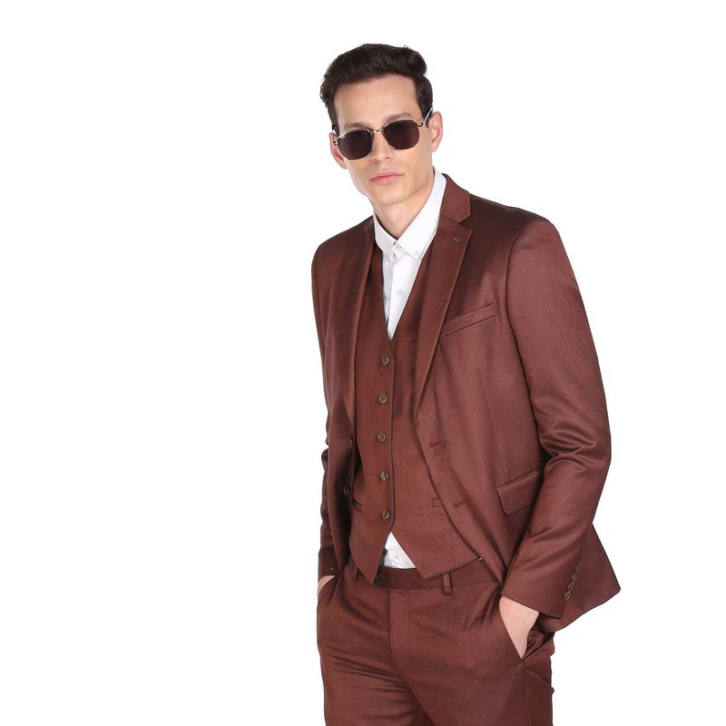 Arrow Men Rust Reversible Waistcoat Notch Lapel Collar Formal Suit (Set of 3) (38)