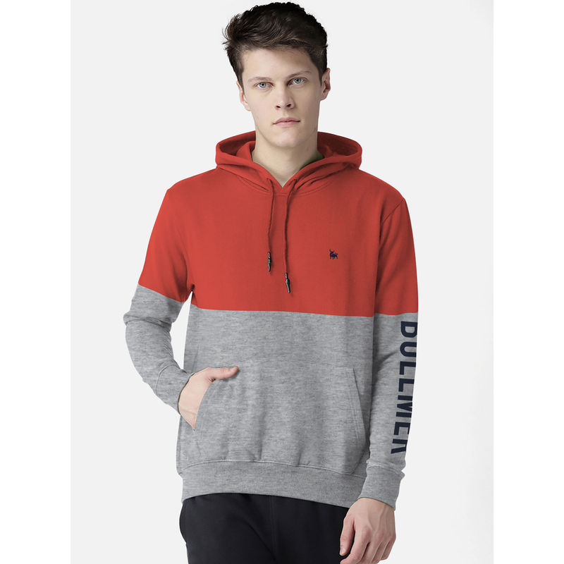 BULLMER Multi Designer Men Full-Sleeve Hooded Sweatshirt with Kangaroo Pocket (L)