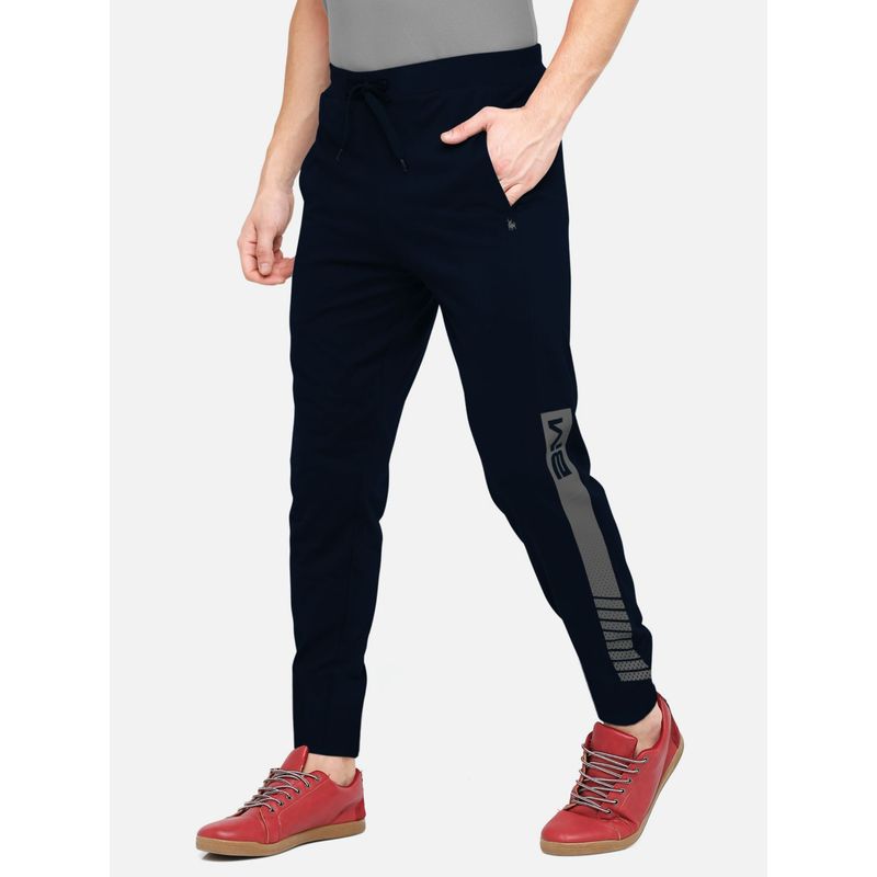 BULLMER Men Navy Blue Athleisure Activewear Sportswear Track Pants (M)