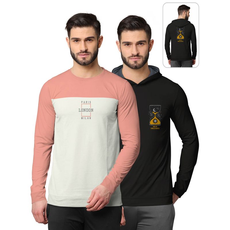 BULLMER Printed Full Sleeve Sweatshirts for Men Multi-Color (Pack of 2) (2XL)