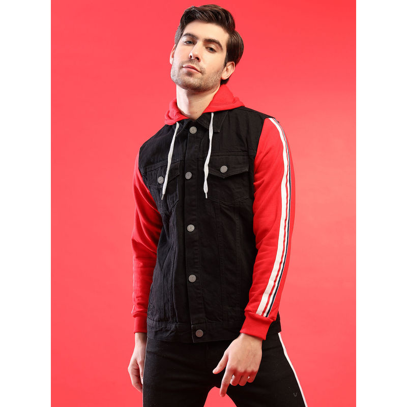 Campus Sutra Men Colorblock Full Sleeve Stylish Casual Denim Jacket (M)