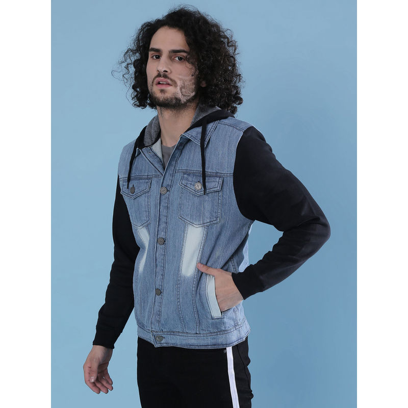 Campus Sutra Men Colorblock Full Sleeve Stylish Casual Denim Jacket (XL)