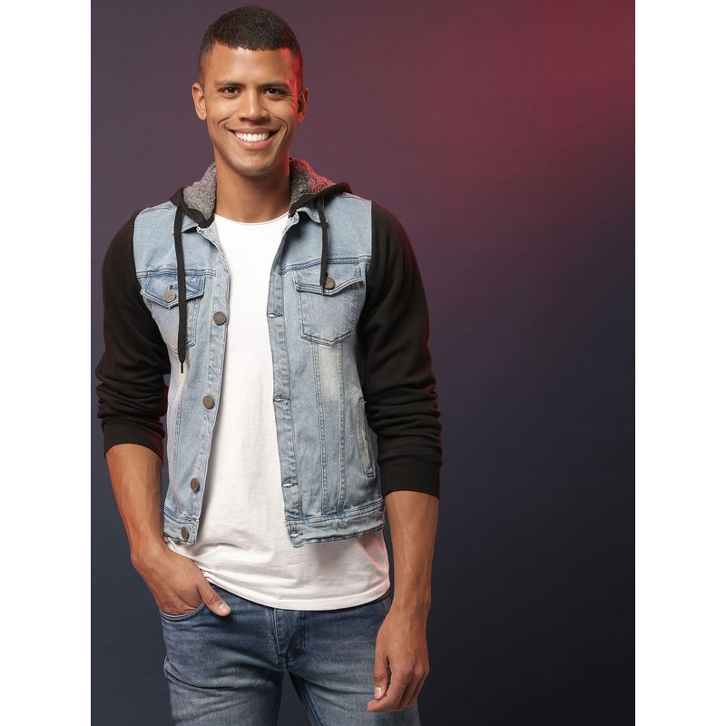 Campus Sutra Men Colorblock Stylish Casual Denim Jackets (L)