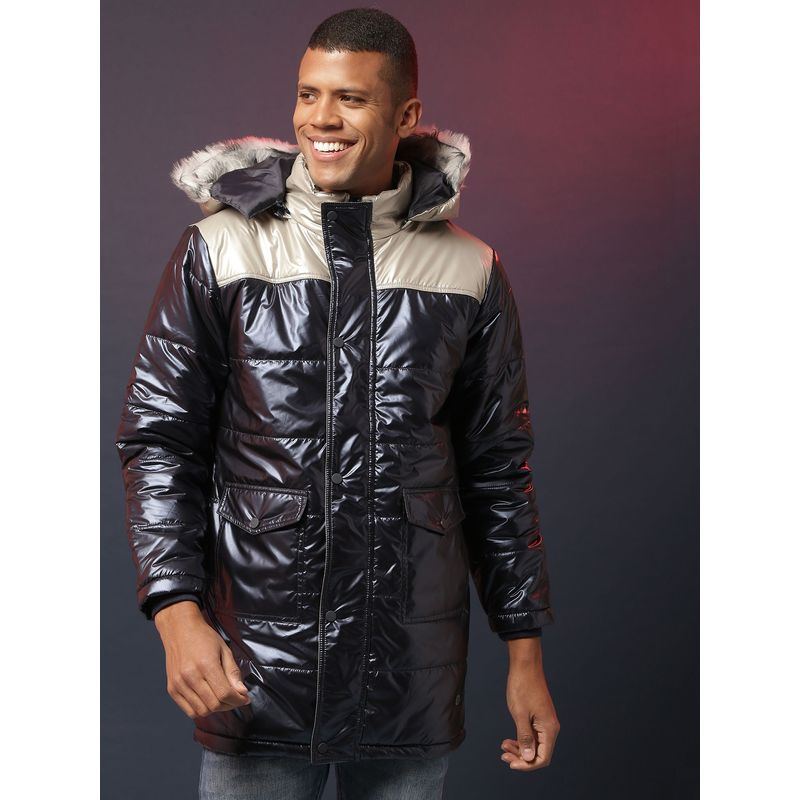 Campus Sutra Men Colorblock Stylish Casual Winter Long Jackets (XL)