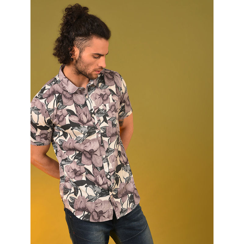 Campus Sutra Men Floral Design Stylish Casual Shirts (S)