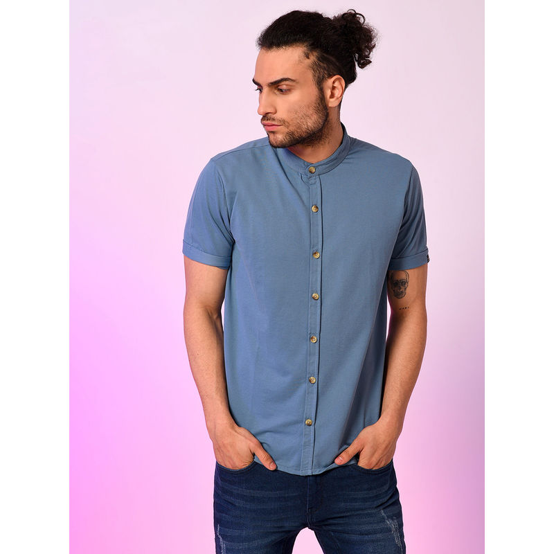 Campus Sutra Men Solid Mandarin Color Stylish Casual Shirts (L)